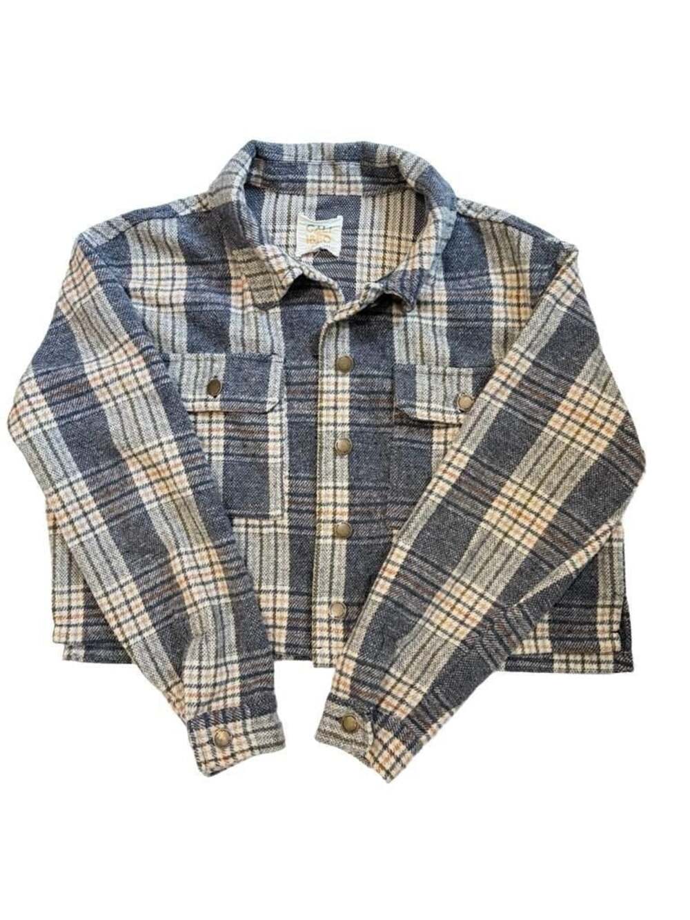 Cali 1850 Los Angeles Cropped Plaid Button-Up Shacket